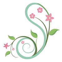 Soft Swirling Floral Motif with Curved Vines Elegant Design for Interior vector