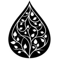Teardrop Shaped Floral Ornament Design with Elegant and Intricate vector
