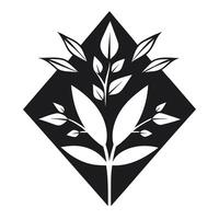 Diamond Shaped Floral Silhouette with Leaf Decorative Design Headings and Endings vector