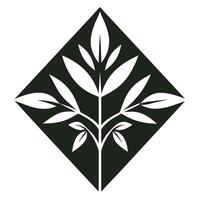 Diamond Shaped Floral Silhouette with Leaf Decorative Design for Elegant Headings and Endings vector