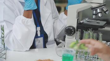 A person in a lab coat is looking at something video