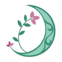 Elegant Moon Decorative Design Floral Elements for Creative Projects vector