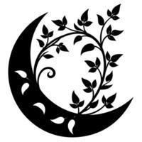Elegant Moon Decorative Design with Floral Elements for Projects vector