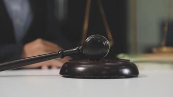 Judge gavel on table video