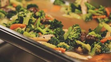 A pan filled with vegetables and meat video