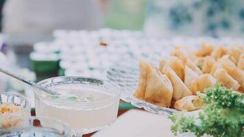 A buffet table with food and drinks video