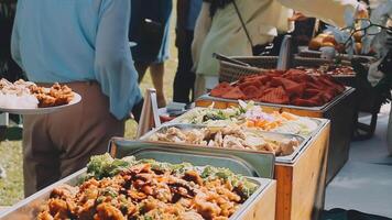 A buffet table with food on it video