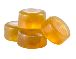golden honey-flavored hard candies with glossy texture, classic sweet treats, on isolated background png