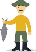Fisherman Profession Character on White Background vector