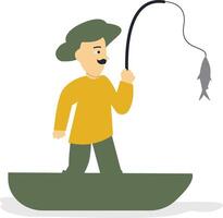 Fisherman Profession Character in Flat Design. vector