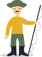 Fisherman Profession Character Isolated on White Background vector