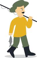 Fisherman Profession Character with Flat Design vector