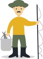 Fisherman Profession with Flat Design vector
