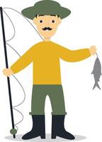 Fisherman Profession Character in Flat Design vector