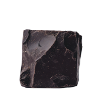 Close up of rich dark chocolate chunk with detailed texture and glossy surface on transparent background png