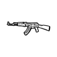 An ak - 47 machine gun drawing on a white background vector