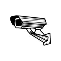 A black and white drawing of a security camera illustration vector