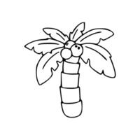 A palm tree with a cartoon face coloring page vector