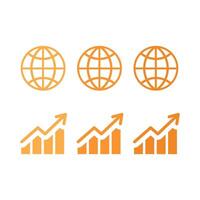Global Growth Charts With Different Colors vector