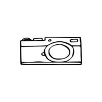 A camera is drawn in a doodle style vector