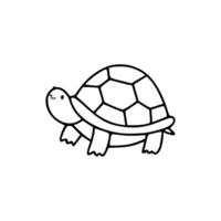 A turtle is shown in a simple line drawing vector