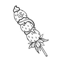 A drawing of a strawberry on a stick vector