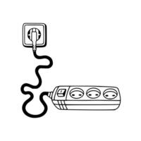 Electricity outlet with plug and cable vector