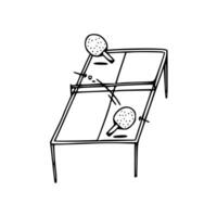 A drawing of a ping pong table with two balls vector