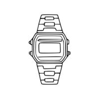 A watch is shown in a line drawing vector