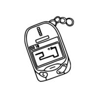 A drawing of a cell phone with a key vector
