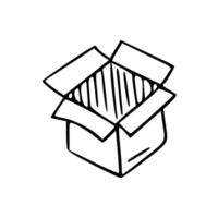 A black and white drawing of a box with a lid open vector