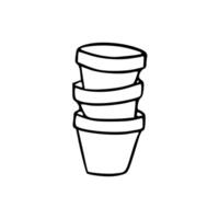 A black and white drawing of a stack of pots vector