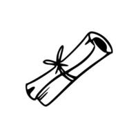 A black and white drawing of a scroll vector