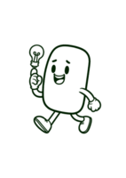 A cartoon character running with a light bulb png