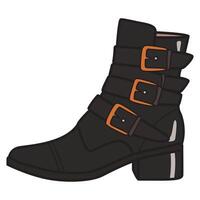 A detailed illustration of a modern boot, featuring a sleek design, sturdy sole, and stylish elements. vector