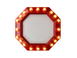 Octagonal Red Frame With Glowing Lightbulbs png