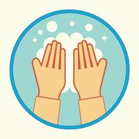 two hands washing hands with soap and water vector