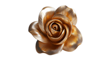 Elegant Golden Rose in Glossy Finish Surrounded by Soft Light and Shadows png