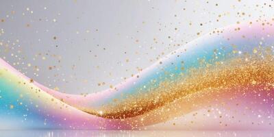 Colorful abstract gradient with glittering golden sparkles photo