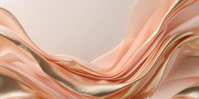 Elegant Abstract Background with Flowing Peach and Gold Metallic Texture Layers photo