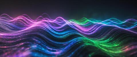 Colorful waves of light create an abstract and energetic visual display in the dark photo