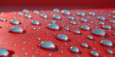 A red background with water droplets on it photo