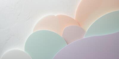 Abstract background composition with overlapping geometric shapes in soft pastel colors. photo
