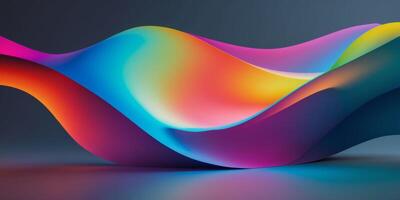 Colorful Gradient Abstract Background with Flowing Curve and Soft Ambient Lighting on Dark Backdrop photo