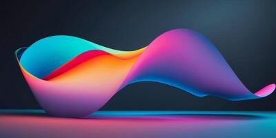 Colorful Gradient Abstract Background with Flowing Curve and Soft Ambient Lighting on Dark Backdrop. photo