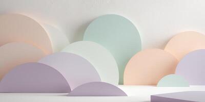 Abstract background composition with overlapping geometric shapes in soft pastel colors photo