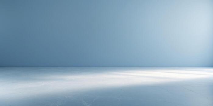 Abstract blue background featuring a blurred floor with elegant space for product display in a modern setting. photo
