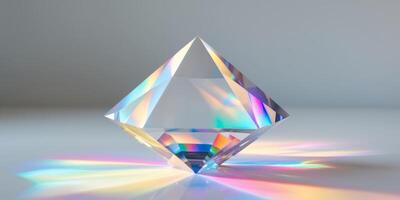 Crystal Prism Casting Colorful Light Shadows. photo