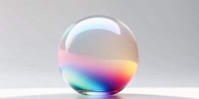 Abstract glass sphere with gradient colors and smooth reflections. photo