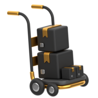 3d icon of a trolley carrying boxes png